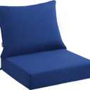 PatioGlow Outdoor Seat Cushion Set 24 x 24 x 4 Inch, Waterproof & Fade Resistant Patio Furniture Cushions with Removable Cover and Ties, Thick Deep Seating Pads for Outside Chair Sofa Couch, Blue