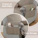 100% Waterproof Recliner Chair Covers 23.6", Non-Slip Recliner Cover for Chair with Pocket Washable Recliner Covers that Stay in Place with Elastic Straps for Dogs Cats Kids Pets-Khaki