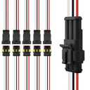 6 Sets 3 Pin Waterproof Auto Electrical Connectors, 18 AWG with 15cm Wires (Male & Female Plugs), Fit for Car, Truck, Boat, Marine Wire Joins