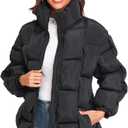 Epsion Womens Winter Casual Puffer Jacket Padded Long Sleeve Full Zipper Stand Collar Pockets Quilted Coats Outwear (X-Large, Black1)
