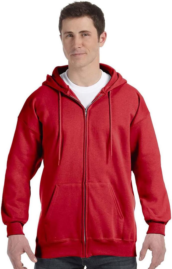 Hanes Men's Ultimate Full-Zip Hoodie, Men's Hooded Fleece Sweatshirt with Zipper (XX-Large, Deep Red)