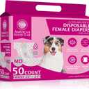 American Kennel Club Female Dog Wrap, Disposable Diapers with Wetness Indicator (M (15-23 in), 50, Count)