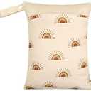 Smarbore Wet Dry Bags for Baby Cloth Diapers & Breast Pump Parts, Waterproof Reusable Wet Bag with Two Zippered Pockets & Handle, Beach Pool Gym Bag Stroller Yoga Toiletries Daycare Organizer 2 PACK