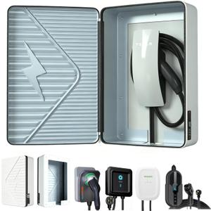 Wall-Mounted EV Charger Protection Box Cover, Compatible with Tesla & Most EV Chargers, Charger Station Cover Case, Enclosure with Combination Lock, Wall Mount Installation with Expansion Screws