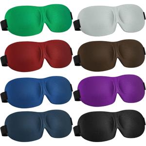 Bencailor 8 Pcs Sleep Eye Mask for Side Sleeper Men Women 3D Contoured Eyes Blackout Covers for Sleep with Adjustable Strap Block Out Light Night Blindfold Eye Shade for Travel(Medium, Fresh Colors)