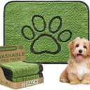 Qeils Washable Pee Pads for Dogs, 2 Pack Super Absorbent Reusable Puppy Pads with Green Long Wool for Potty Training, Floor, Couch, Bed, and Crate,18"x 24"
