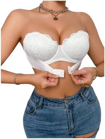 MakeMeChic Women's Strapless Bra Front Closure Lace Underwire Bandeau Bra, Size 75 B