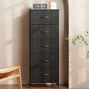 AODK Dresser for Bedroom with 5 Storage Drawers, 48" Tall Dresser Chest of Drawers Fabric Dressers with Sturdy Steel Frame, Black