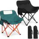 2 Pack Compact Camping Chairs Portable Folding for Outside with Carry Bag Lightweight Moon Chairs for Travel Picnic Hiking Beach Fishing, 600D Oxford, Supports 330lbs(Green, Black)