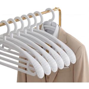 Plastic Clothes Hanger, Extra Thick Plastic Wide Shoulder Adult 360 Degrees Rotate Slip Resistant Standard Clothing Hanger Ideal for Everyday Use White 10 Pack, 16.7L X 1.3W X 7.8H