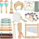 Toddler Musical Instruments-Musical Toys Montessori Wooden Toys for Toddlers 1-3 , Baby Musical Instruments with Modern Boho Xylophone Toddler Toys Birthday Gifts for Kids Preschool Educational 3+