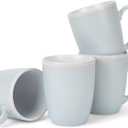 Elanze Designs Solid Color Pale Blue White Interior 16 ounce Matte Ceramic Mugs Matching Set of 4 (Pack of 4, Pale Blue)