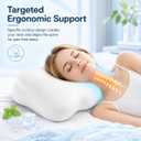 Cloud Neck Pillow, Ergonomic Memory Foam Pillow with Adjustable Cervical Support, Contour Design for Neck Pain Relief, Cooling Breathable Cover for Side, Back & Stomach Sleepers (White)