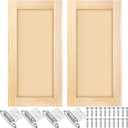Cinnvoice 2 Pcs 12'' W x 24'' H Unfinished Pine Kitchen Cabinet Door Replacement with 4 Pcs Cabinet Hinges Wood Shaker Door Front Replacement for Kitchen, Bathroom, Vanity