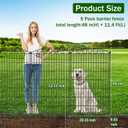 5 Panel No Dig Decorative Garden Fence with Gate - 48in H x 11.4 ft L, Tall Animal Barrier for Dogs Rabbits, Rustproof Metal Wire Panels for Yard, Patio, and Outdoor Border Use