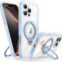 Magnetic for iPhone 16 Pro Max Case with Stand [Compatible with MagSafe][360° Rotatable Ring Holder Kickstand][Military Grade Protection] Shockproof Case for i Phone 16 ProMax 6.9 Inch, Blue