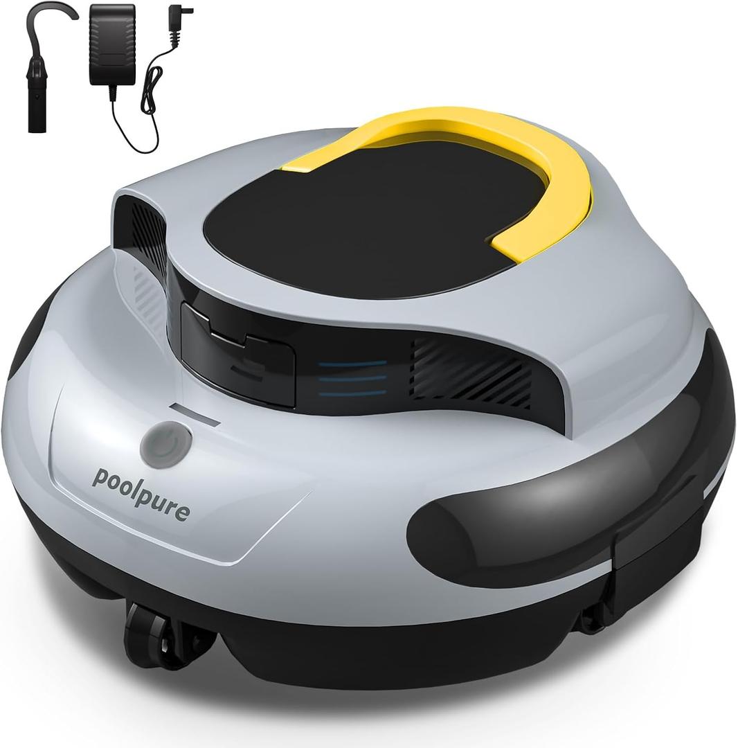 POOLPURE AquaGuard SE II Cordless Robotic Pool Cleaner - 100Min Runtime with 5000mAh Battery, Dual 30W Motors & 2150 GPH Suction for Above Ground & Inground Pools, Advanced Navigation (Yellow&Grey) POOLPURE AquaGuard SE II Cordless Robotic Pool Cleaner - 100Min Runtime with 5000mAh Battery, Dual 30W Motors & 2150 GPH Suction for Above Ground & Inground Pools, Advanced Navigation (Yellow&Grey)