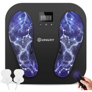 Foot Massager for Neuropathy, Rechargeable EMS TENS Foot Stimulator with 10 Modes 20 Intensities for Circulation Plantar Fasciitis & Swelling Pain Relief, FSA/HSA Eligible, Gifts for Women Men-Black