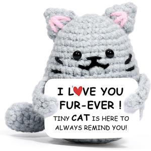 AICase Valentines Day Gifts for Her Him, Girlfriend Boyfriend Wife Husband I Love You-Crochet Emotional Support Funny Cute Cat for Couple Fiance Birthday Anniversary Christmas BF GF Gift Things
