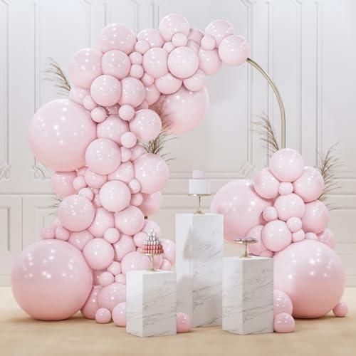 PartyWoo Pale Pink Balloons 140pcs Different Sizes of 18 12 10 5 Inch Light Pastel Baby Pink Balloon Arch Kit for Engagement Bachelorette Baby Shower Easter Birthday Party Decorations Pink-Q01. Pack of 2