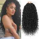 Col Bling Goddess Locs Crochet Hair for Black Women 14 Inch, 8 Packs Faux Locs Crochet Hair, Boho Style Locs, River Locs Hair with Curly Ends (14Inch, 1B, 8Packs)