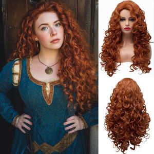 EssionTech Long Fox Red Hair Curly Wig Wavy Full Head Copper Red Halloween Wigs for Women Cosplay Costume Party wig (Fox Red)