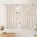 BGment Short Linen Curtains 48 Inch Length for Window, Rod Pocket Textured Drapes Light Filtering Privacy for Bedroom Kitchen Bathroom Cafe Back Tab, 2 Panels, 42 X 48 Inch