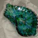 LCCCK Large Hand Blown Glass Seashell Bowl, Pretty Leaf Display Candy Dish, Coastal Decorative Bowls for Home Decor, Unique Blown Glass Art for Kitchen Counter Fruit ou Office Candy Dish