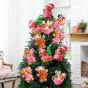 Giegxin 12pcs 10 x 8 Inches Cute Gingerbread Man Christmas Tree Picks 3D Gingerbread Christmas Decor with Sticks Cute Ornaments for Xmas Tree Topper Home School Office Garden Patio Winter Holiday (Pink)