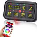 Bluetooth RGB 8 Gang Switch Panel with 3 Lighting Modes LED Touch Control Panel with Automatic Dimmable Function Electronic Relay System Auxiliary Switch Pod for Trcuk Car ATV Waterproof