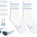ONECOS 7 Pcs Bride Accessories Set, Marble Sunglasses, Beauty Hair Clips, Bride Socks, Something Blue Earrings for Bridal Shower Wedding Day Party Favor Gift (Blue)
