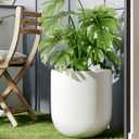 fuxuiwy 12 Inch Flower Pot Without Bracket with Drainage Holes Suitable for Indoor and Outdoor Decorative Planting (White Rectangle, 12 Inches)