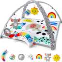 The Peanutshell Unisex Baby Play Gym & 7-in-1 Play Mat - Playmat Baby Toys 0-6, 6-12 Months Tummy Time Mat with Hanging Toys, Soft Padded for Newborns, Infants - Montessori Elephant