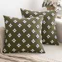 MIULEE Set of 2 Decorative Throw Pillow Covers Rhombic Jacquard Pillowcase Soft Square Spring Cushion Case for Couch Sofa Bed Bedroom Living Room, 18x18 Inch, Olive Green