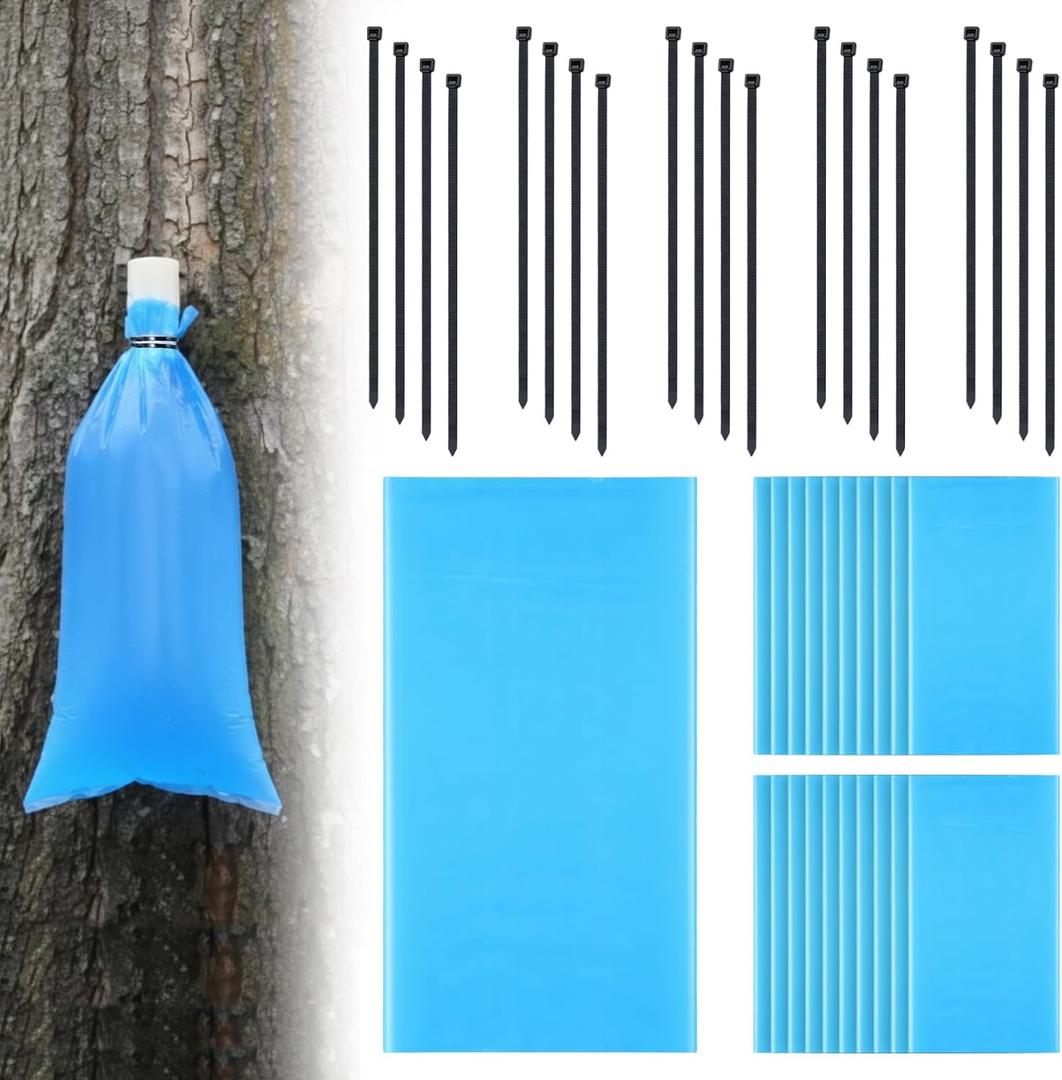 SATINIOR 20 pcs 12-1/2" X 24" Maple Syrup Tapping Bags Kit Include 20 9.5 Mil Sap Sack Bags and 40 Heavy Duty Cable Ties for Experts or Beginners Maple Syrup Collection Supplies