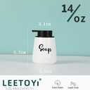 2 x LEETOYI Farmhouse Ceramic Soap and Lotion Dispenser Set with Pump 14oz for Bathroom (White)