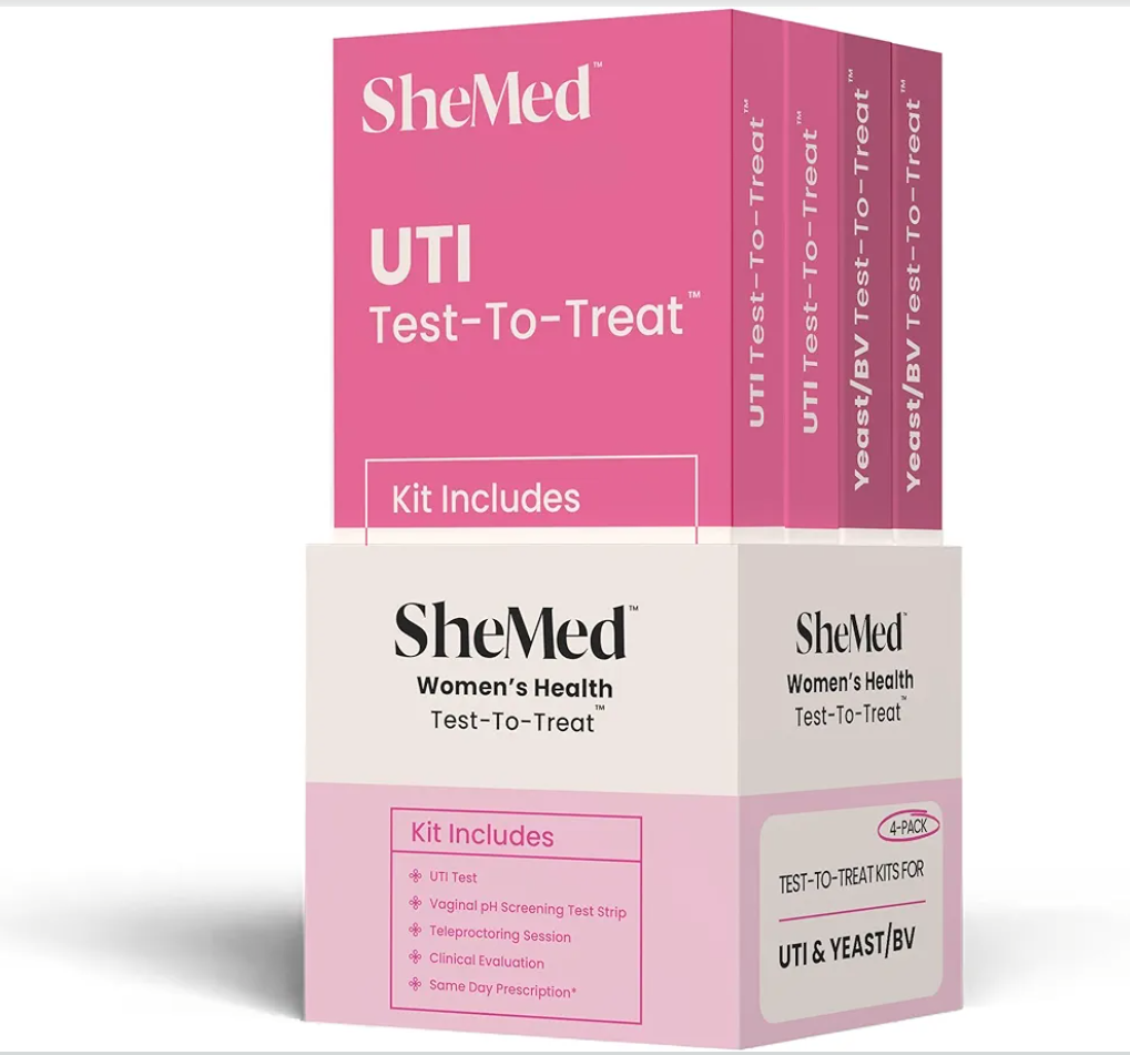 SheMed Women’s Health Test-to-Treat Kit, 2 Urinary Tract Infection Tests, 2 Vaginal pH Tests, Telehealth Consult, and Prescription Medication for UTI, BV, and Yeast Infection Treatment if Eligible