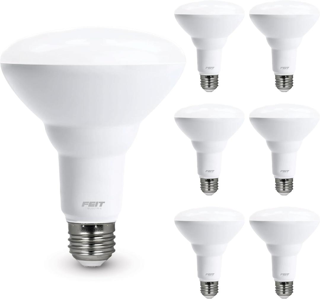 Feit Electric LED BR30 Light Bulbs, 65W Equivalent, Dimmable, 10 Year Life, 650 Lumens, 2700K Soft White, E26 Base Recessed Can Light Bulbs, Flood Light Bulbs, Damp Rated, 6 Pack, BR30/DM/10KLED/6