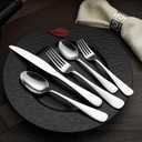 Silverware Set, Stainless Steel Flatware, Dishwasher Safe, Service for 4, 20-Piece Forks and Spoons, Round Edge, Everyday Use