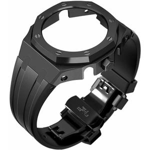 BMT GA2100 Case Band Mod Kit, Stainless Steel Case Bezel Crown Silicone Strap Replacement Accessories Compatible with Men's Watches G-Shock GA-2100/GA-2110/GA-B2100