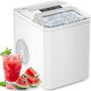 Sweetcrispy Countertop Ice Maker, Portable Ice Machine Self-Cleaning, 9 Cubes in 6 Mins, 26 lbs/24Hrs, 2 Sizes of Bullet Ice for Home Party Office, White