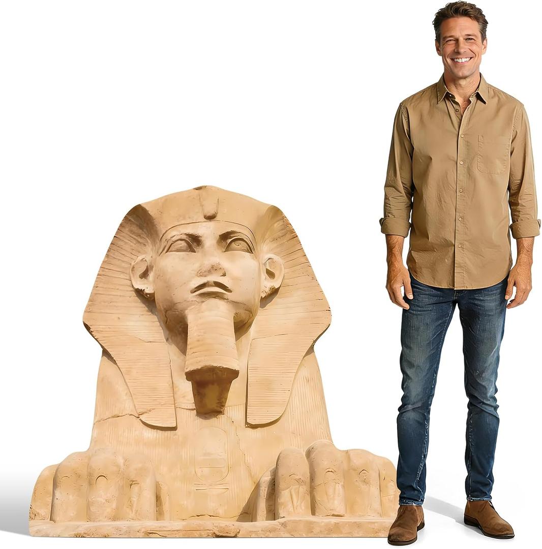 3.8 Ft Sphinx Cardboard Cutout Life Size Egyptian Statue Standee Ancient Egypt Stand Up Backdrop Props for Egyptian Theme Party Decor Indoor Outdoor Classroom Museum Events Photo Booth
