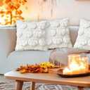 4 Pcs Fall Throw Pillow Covers 18x18, Autumn Decorations Soft Faux Fur Pillow Covers, Fluffy Plush Accent Pillow Cases for Harvest Thanksgiving Cushion Covers Sofa Home Decor(Pumpkin White)