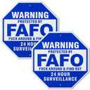 FAFO Security Sign, 2 Pack Fuck Around and Find Out Sign, 10" x 10" Rust Free Aluminum Reflective Warning Signs, Protected by FAFO, Home Security Signs for Yard FAFO Sign, UV Protected, Weatherproof