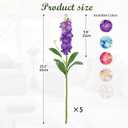 5pcs Delphinium Artificial Flower Silk UV Resistant Flowers, 25.5" Long Stem Fake Purple Flowers for Tall Vase, UV Protected Faux Floral Arrangements for DIY Bouquets Centerpieces Home Wedding Decor