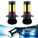 2 PCS Car 9006 Super Bright LED Fog Light, 0.7" x 2.4" x 0.98" 5 COB Chip Surround Lighting Bulb with Focusing Lens, Alloy Lamp Body Original Plug Replacement, Universal for Cars (Ice Blue)