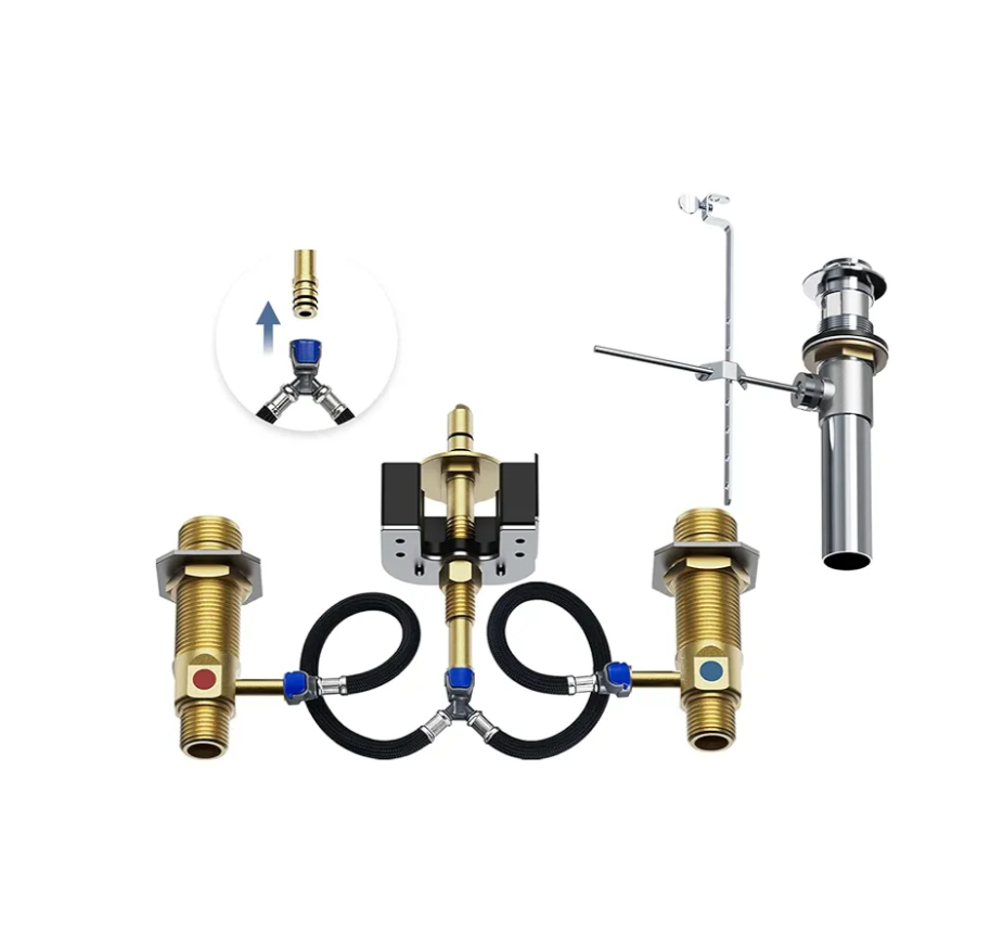 Upgraded 9000 Series Rough-In Valve with Drain Assembly,1/2-Inch IPS Connections,Compatible with Moen Widespread Bathroom Sink Faucet,Featuring M-PACT Technology, Brass,Upgraded for Flawless Alignment