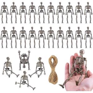 24 Pcs mini skeleton halloween decoration With hemp rope6small plastic posable halloween tiny skeleton figurines decor for Halloween Indoor Outdoor Graveyard Decor Haunted House Party Favors (Distressed Color-24pcs) 24 Pcs mini skeleton halloween decoration With hemp rope6small plastic posable halloween tiny skeleton figurines decor for Halloween Indoor Outdoor Graveyard Decor Haunted House Party Favors (Distressed Color-24pcs)