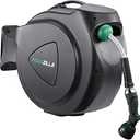 Retractable Garden Hose Reel, 65FT +6FT 5/8" Durable Wall Mounted Water Hose Reel with 180° Swivel Bracket, 9 Pattern Sprayer, 6Ft leader hose,Smooth Automatic Rewind, Any Length Lock.