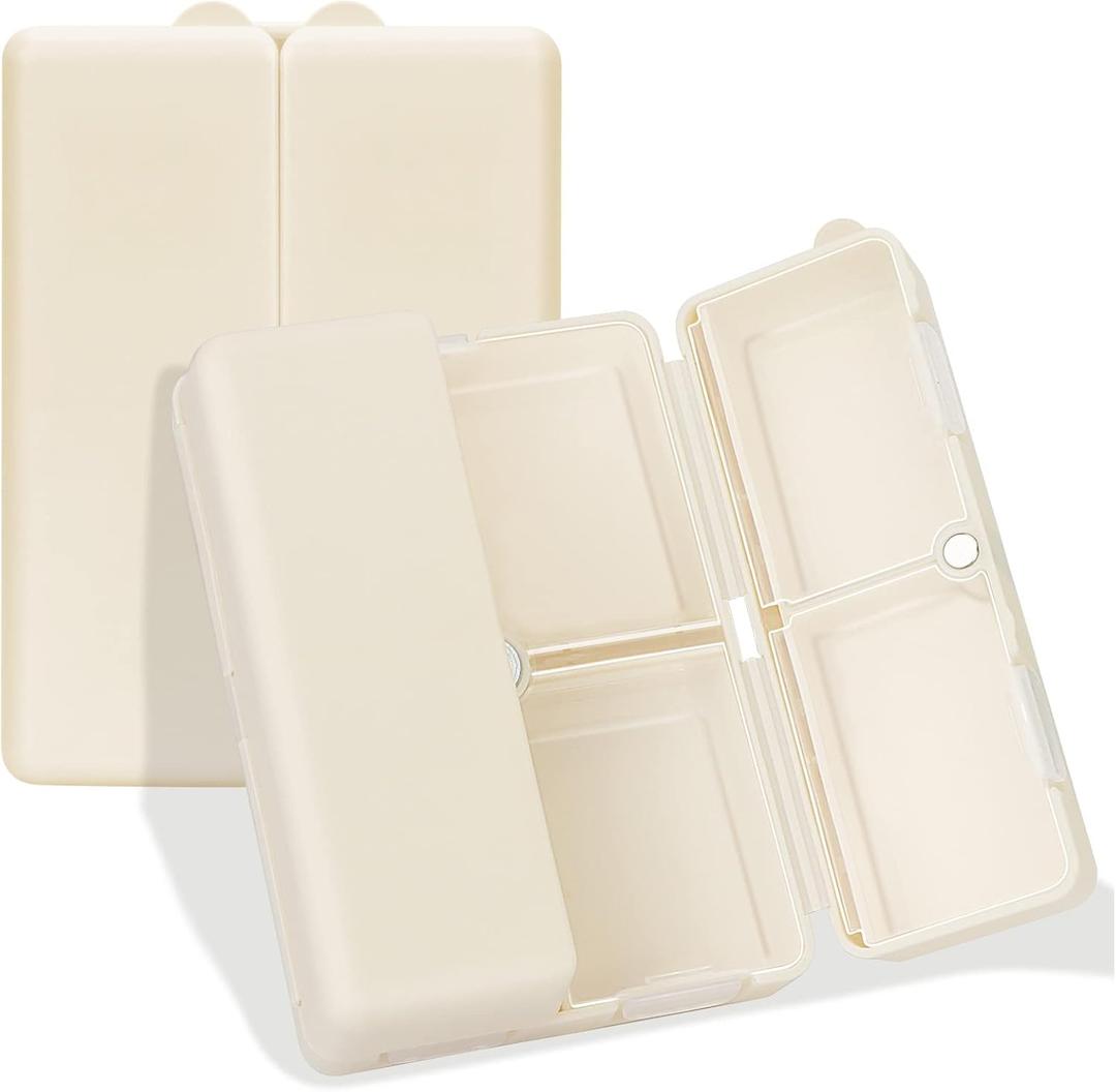 FYY Daily Pill Organizer,7 Compartments Portable Case [Folding Design] Travel Pill Box for Purse Pocket to Hold Vitamins,Cod Liver Oil,Supplements and Medication-White (Large (1 Piece))